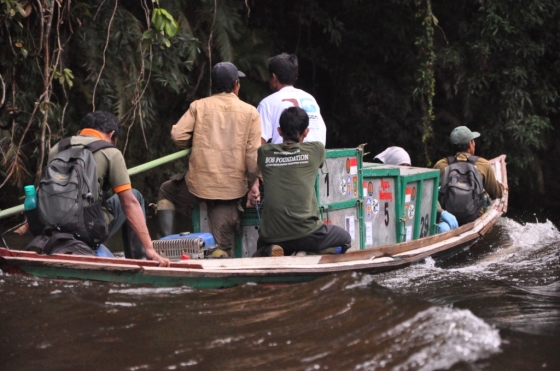 Transporting orangutans by ces to the release site | Photo by Media R. Clemm